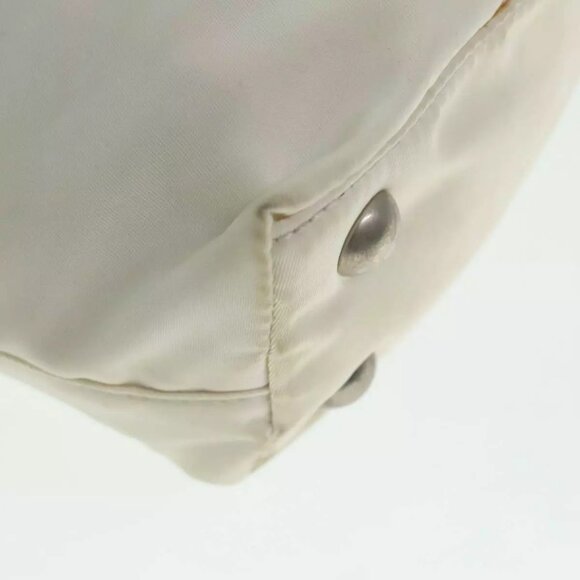 PRADA Hand Bag Nylon 2way Cream Silver Auth 89096 - Picture 16 of 16